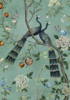 Фреска #31260 Two peacocks dark green